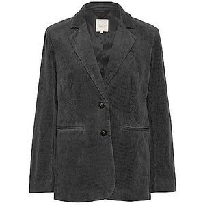 Part Two Blazer à simple boutonnage pour femme avec poches en velours côtelé, Noir magnétique, 40