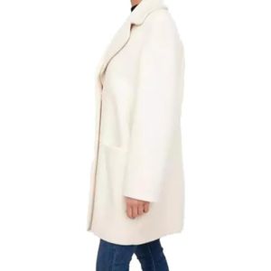 Love Moschino Dames Maxi 3D Effect Embroidery on The Back Coat, Cream, 44, Crème, Crème