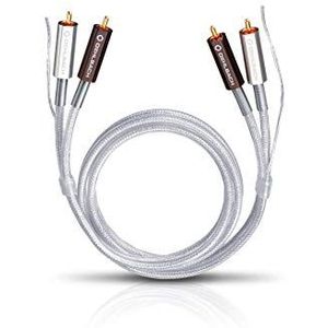 OEHLBACH Silver Express Plus 200 Premium stereo cinch-phono-kabel voor platen- en versterkers - SPOFC en 2-voudig afgeschermd - 2 m - zilver