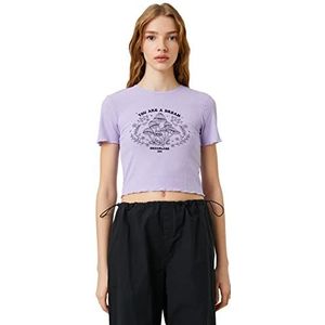 Koton T-shirt à manches courtes pour femme, Violet (956), L