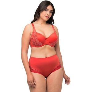 Ulla Popken Dames grote maten plus size bh plus size kant soft gerecycled cup C – D 809408, Carmine Rood