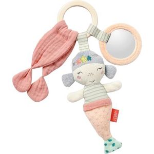 Fehn 054439 Houten zeemeermin, babyspeelgoed met houten ring, chiffon, rammelaar en spiegel, voor baby's en peuters vanaf 0 maanden, 22 cm