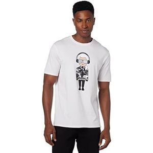 KARL LAGERFELD Reflective Karl Character With Headphones T-shirt met korte mouwen ronde hals heren T-shirt heren, Wit/weelderige tuin