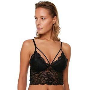 Trendyol Soutien-gorge en Tricot Col V pour Femme, Noir, XS, Noir, XS