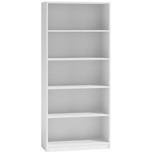 Oggi Oropesa R60 Hoge boekenkast – vijf planken – opbergeenheid voor slaapkamer – opbergplanken – boekenkast – wit