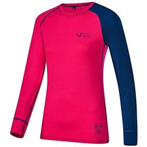 Black Crevice Merino wol dames T-shirt met lange mouwen, roze/staalblauw, 48, Roze/staal blauw