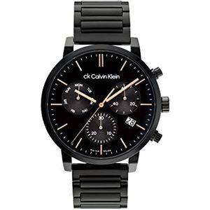 Calvin Klein Negro 25000026 Herenhorloge, analoog, kwarts, roestvrij stalen armband, Zwart