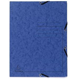 Exacompta 55402E elastiekmap met 3 kleppen, met lijnprint op het deksel voor de identificatie van mappen van glanzend karton, 355 g/m², A4, blauw