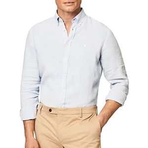 Hackett London Linnen kleding, geverfd B-hemd voor heren, lichtblauw, XXL, Lichtblauw