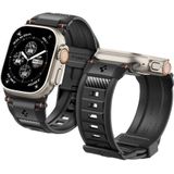 Spigen Rugged Ultra Band ontworpen voor Apple Watch Ultra 2 / Ultra 49 mm, serie 9/8/7 45 mm, serie SE2/6/SE/5/4 44 mm en serie 3/2/1 42 mm - matzwart, breed, thermoplastisch polyurethaan, TPU.,