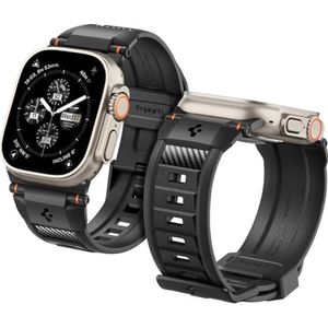 Spigen Rugged Ultra Armband compatibel met Apple Watch Ultra 2 / Ultra 49 mm, Serie 9/8/7 45 mm, Serie SE2/6/SE/5/4 44 mm en Serie 3/2/1 42 mm - Matzwart, groot, thermoplastisch polyurethaan, TPU.,