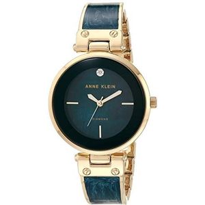 ANNE KLEIN Dameshorloge met echte diamanten wijzerplaat, Blauw, Stijlvol