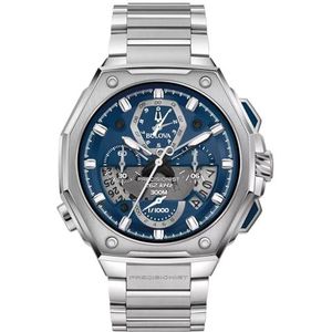 Blv Herenhorloge chronograaf kwarts met 96B349 roestvrijstalen armband, zilverkleurig, armband, zilver., Armband
