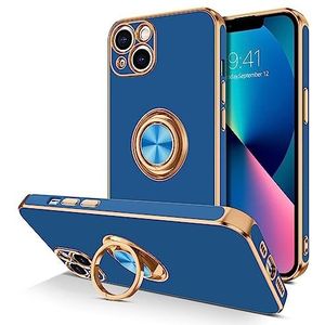 Coque de protection pour iPhone 13 - Avec anneau de support - Support magnétique pour voiture - Résistant aux chocs - Galvanisé - En TPU souple