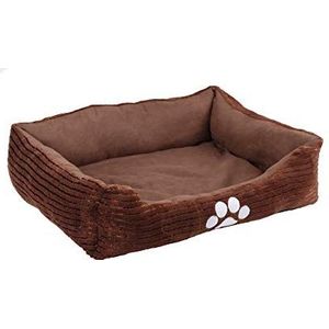 HappyCare Textiles Rechthoekig omkeerbaar bed met hondenpootvoetafdruk, maat M