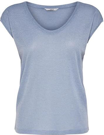 Only Onlsilvery S/S V Neck Lurex Top JRS Noos T-shirt voor dames