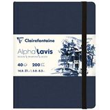 Clairefontaine 975961C Notitieboek, genaaid, Alpha Lavis, 40 vellen, glad tekenpapier, wit, Alpha Lavis, A5, 14,8 x 21 cm, 200 g, ideaal voor grafische kunst