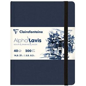 Clairefontaine 975961C Notitieboek, genaaid, Alpha Lavis, 40 vellen, glad tekenpapier, wit, Alpha Lavis, A5, 14,8 x 21 cm, 200 g, ideaal voor grafische kunst