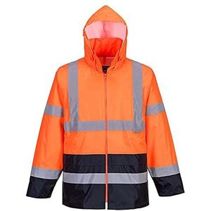 Portwest Hi-Vis tweekleurige regenjas, kleur: oranje/marineblauw, maat: L, H443ONRL