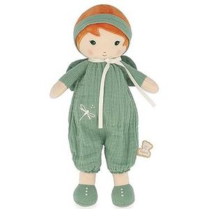 KALOO - Tederheid - Mijn 1e Olivia stoffen pop - Doek pop 32 cm - Overalls van chiffon - Mooie geschenkdoos - Personaliseerbaar lint - Vanaf de geboorte, K200011