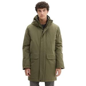 TOM TAILOR Denim 1041349 Technische winterjas met capuchon voor heren, 23802 - Urban Olive Green