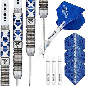 UNICORN Ian 'Diamond' White Maestro Phase 2 Dartset, 90% natuurlijk wolfraam, met blauwe diamantaccenten, stalen punt, 25 g