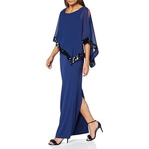 Gina Bacconi Dames pailletten trim cape maxi jurk cocktailjurk dames, Navy Blauw