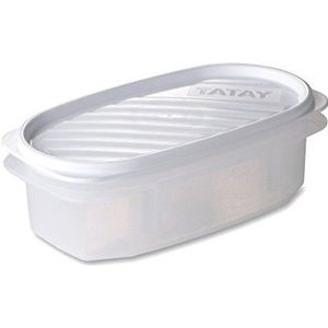 TATAY Voedselcontainer, luchtdicht, 0,5 L capaciteit, flexibel drukdeksel, BPA-vrij, magnetron- en vaatwasmachinebestendig, wit. Afmetingen: 18,4 x 9,7 x 6,1 cm