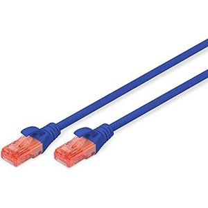 DIGITUS Cat 6 LAN-kabel, 10 m, RJ45, netwerkkabel, UTP, niet afgeschermd, Cat-6A & Cat-5e, blauw