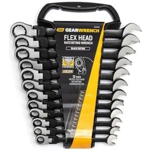 GearWrench 9901DBE Ringsleutelset met metrische draairatel, van 8 tot 19 mm, zwart, bestaande uit 12 stuks [gelimiteerde oplage]