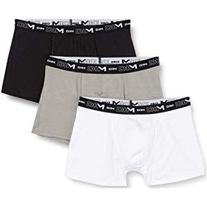 DIM Boxershort van katoen met stretch, ademend, optimale pasvorm, voor heren, 3 stuks, Zwart/Grijs/Wit