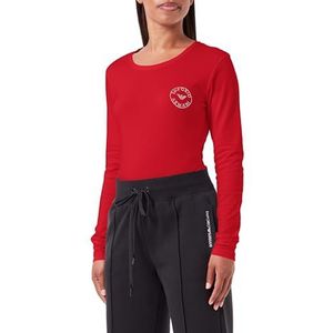 Emporio Armani Emporio Armani Dames T-shirt met lange mouwen en logo Essential Studs T-shirt voor dames (1 stuk), Robijn rood