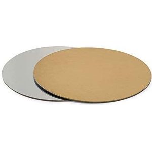 Decora 0932505 taartonderzetter, rond, goud en zilver, Ø x 0,15 cm, karton, wit, 28 cm