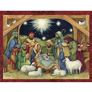 LANG - ""Adore His"" - kerstkaarten in doos - illustratie van Susan Winget - 18 kaarten, 19 enveloppen - 13,7 x 17,5 cm