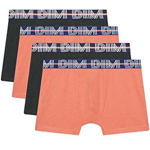 Dim EcoDim 4 boxershorts voor jongens, stretch, kleurrijk, 4 stuks, oranje/zwart/oranje