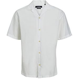 JACK & JONES PLUS Jprblusummer Linen Resort T-shirt met korte mouwen voor heren, Wit/pasvorm: losse pasvorm