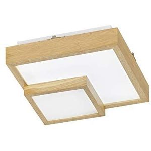 Led-plafondlamp, vierkant, 1 x 24 W, eiken, houtkleuren