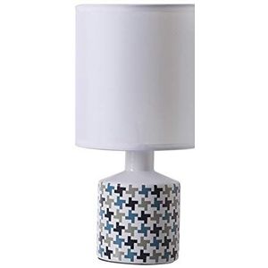 Lussiol Lighting Gisele Nature Pixel Nachtlampje - Moderne lamp van keramiek - ø14 x H 29 cm - E14 40W Blauw, Beige Klein