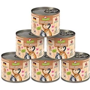 GranataPet DeliCatessen kalkoen & fazant, natte voer voor je kat, voedsel voor katten zonder granen en zonder toegevoegde suikers, lekker en gezond voer voor gourmets, 6 x 200 g blikken