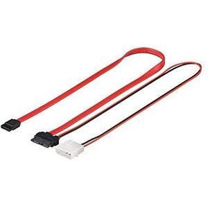 Wentronic 2in1 S-ATA-kabel SlimLine rood/zwart 0,3 m