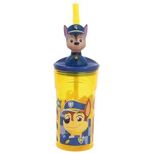 Stor Herbruikbare beker met rietje en deksel met 3D-figuur en 360 ml inhoud van Paw Patrol Boy