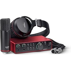 Focusrite Scarlett 2i2 Studio 4th Gen, USB-audio-interfacebundel voor songwriters, met condensatormicrofoon en hoofdtelefoon: opnemen, streamen en podcast