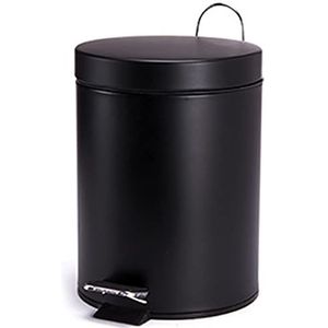 MSV Prullenbak/pedaalemmer - metaal - zwart - 3 liter - 17 x 25 cm - Badkamer/toilet