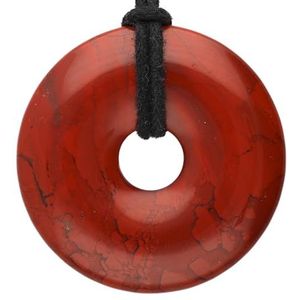 Lebensquelle Plus Donut van rode jaspis | Edelsteenhanger Ø 40 mm, steen, geen edelsteen, Steen, Geen edelsteen