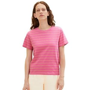 TOM TAILOR 1036772 T-shirt voor dames, 31727 - roze zandstreep