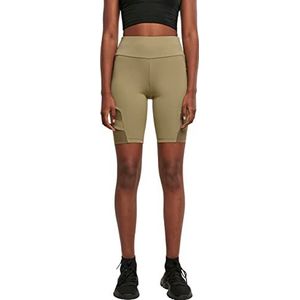 Urban Classics Dames High Waist Tech Mesh Cycle Shorts Yoga Dames, Khaki (stad)