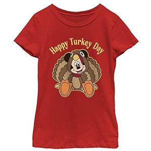 Disney Mickey Classic Happy Turkey Day Girls T-shirt standaard rood, XS, rood, XS, Rood
