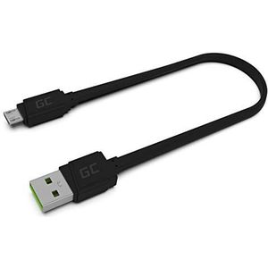 Green Cell USB-A-kabel, micro-USB-kabel, 25 cm, snellaadkabel, zwart, compatibel met Quick Charge 3.0, voor powerbank, Samsung, Xiaomi, Huawei, Kindle, Nexus, Android-telefoons