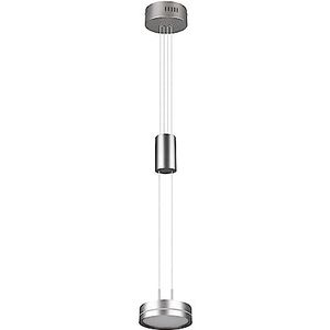 TRIO, Hanglamp, Franklin incl. 1 x LED, SMD, 9,0 W, 3000 K, 1050 lm, kunststof, wit, lichaam: Aluminium, nikkel mat Ø:14,0 cm, H:150,0 cm, IP20,