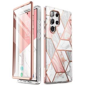 i-Blason Glitter hoes voor Samsung Galaxy S22 Ultra (6,8 inch) 5G telefoonhoes bumper case 360 graden beschermhoes glanzend cover [cosmo] met geïntegreerde displaybescherming 2022 uitgave (Marmor)